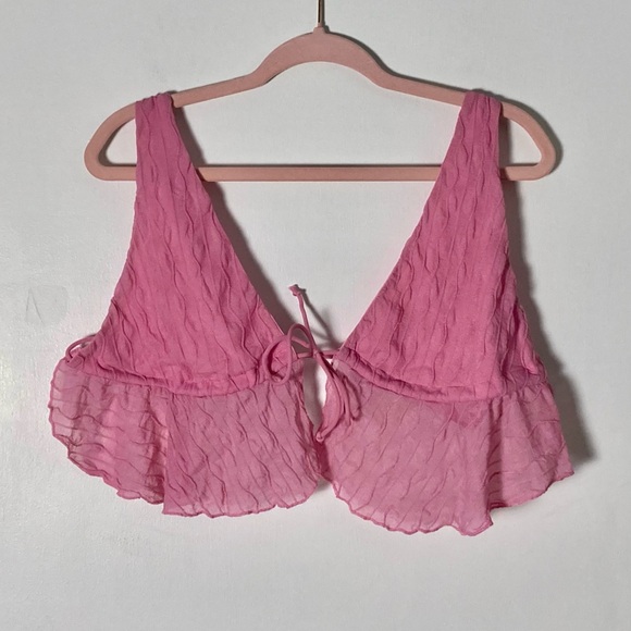 SHEIN Tops - ⭐️ SHEIN Icon Pink Adjustable Tie Cropped Tank Top Size Large